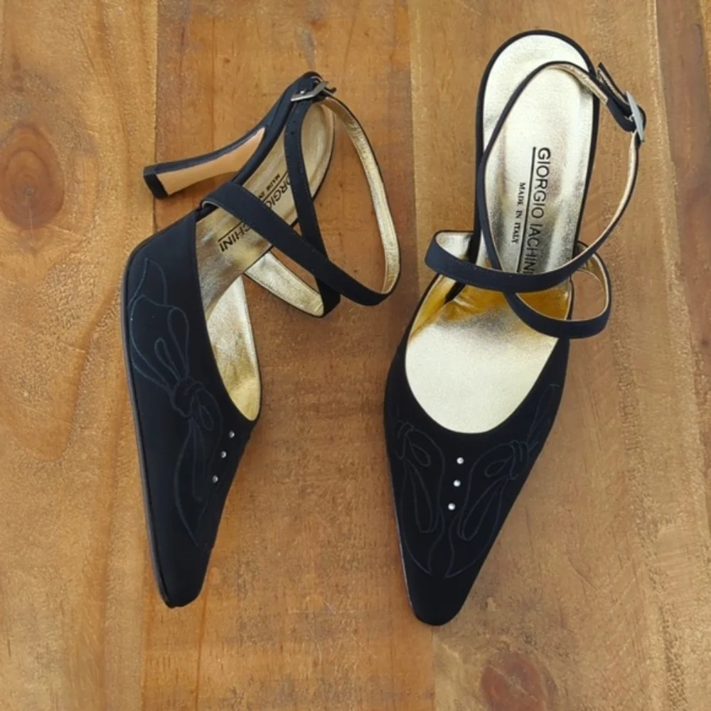 🆕🌿GIORGIO IACHINI SWAROVSKI CRYSTAL ANKLE STRAP HEELS🌿